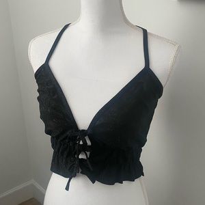 Black Tie Crop Top Tank
